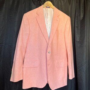Stafford Men's Blazer Sport Coat Jacket 40 R Linen & Cotton Coral 2 Button